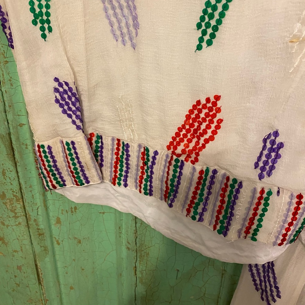 Vintage Colorful Patterned Sequined Maxi Skirt and Top - Picture 5 of 8